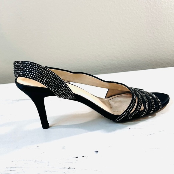 Alex Marie NEW Rhinestone Strap Heel Sandals, Black, Size 8 - Picture 1 of 7